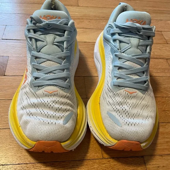 Hoka Women's Gray and Yellow Bondi 8 Running Shoes Size 9.5 - Picture 2 of 16